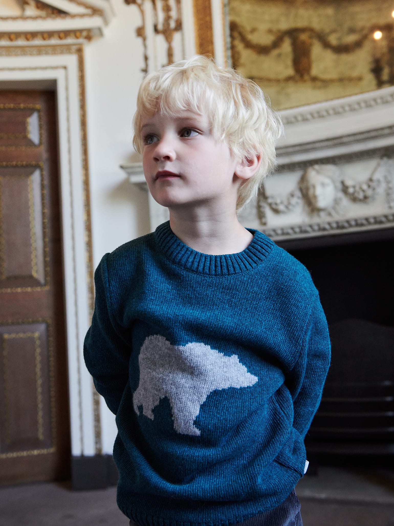 Teal Oso Merino Intarsia Kids Jumper