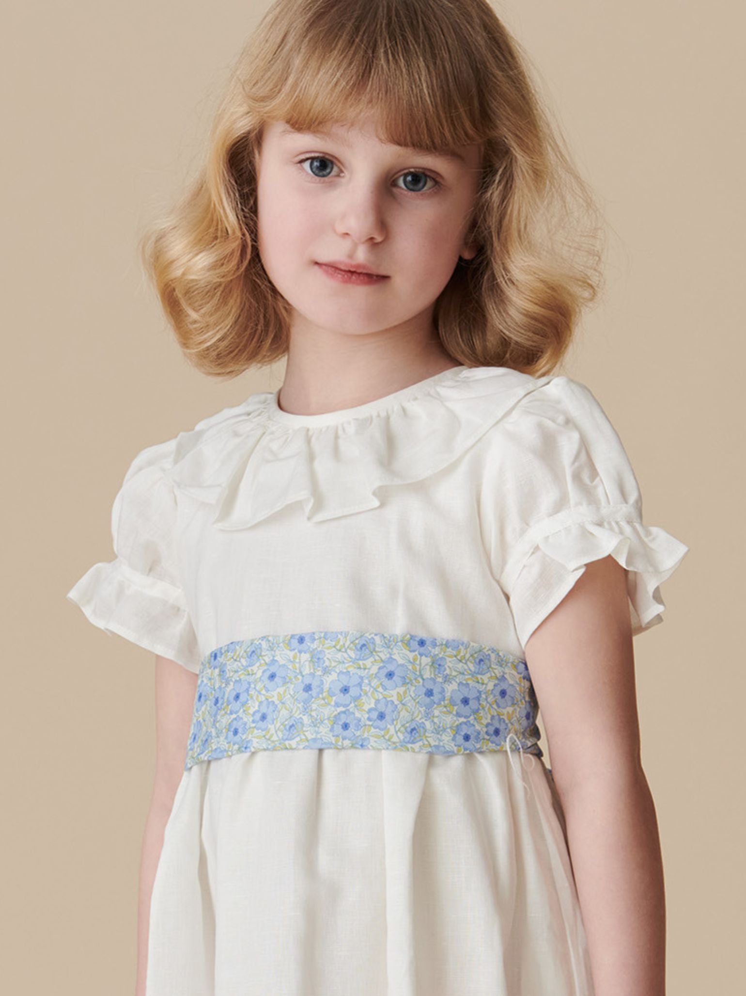 White Vega Floral Ceremony Girl Dress