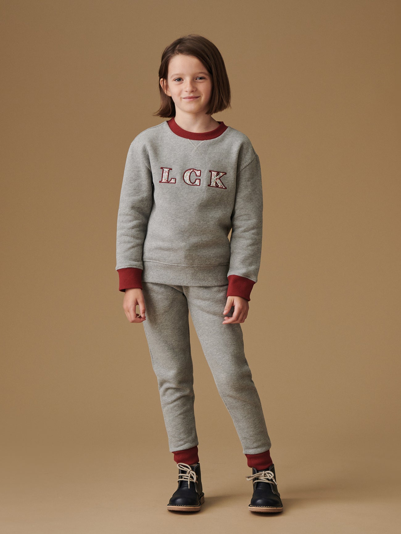 Grey Melange Pernille Girl Tracksuit