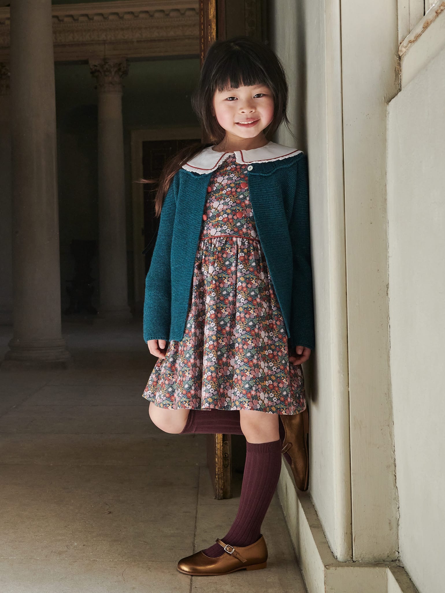 Teal Baena Merino Girl Cardigan