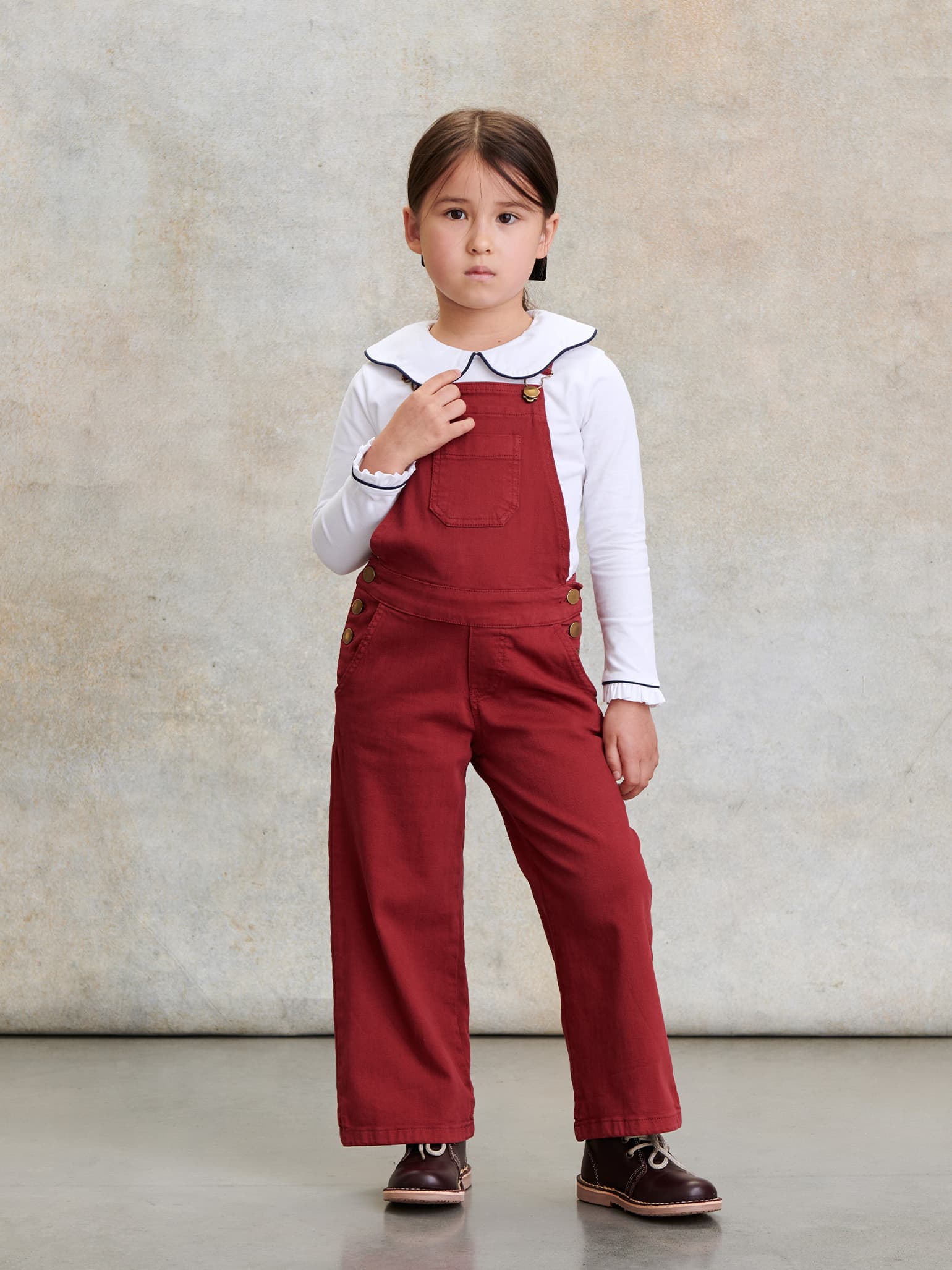 Burgundy Lisa Girl Dungarees