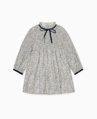 Ivory Floral Raya Girl Smocked Dress