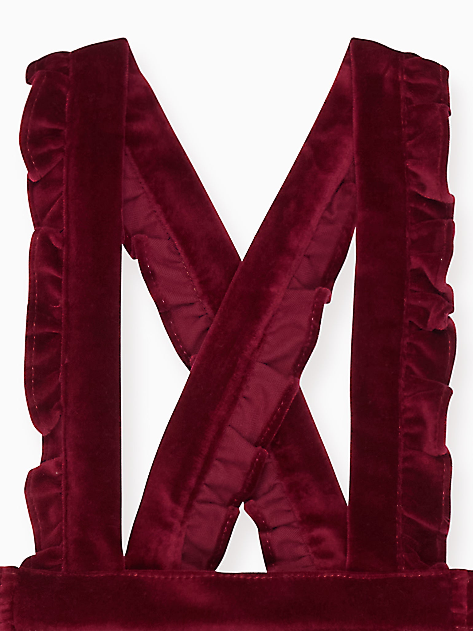 Burgundy Reina Velvet Girl Pinafore Skirt La Coqueta Kids