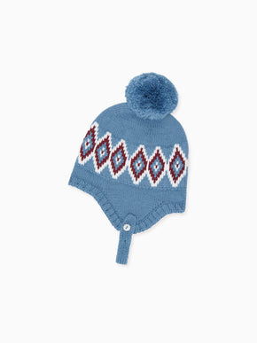 Blue Renta Fair Isle Merino Baby Bonnet