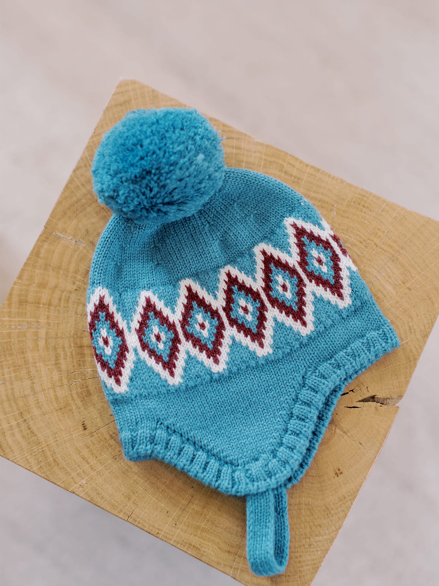 Blue Renta Fair Isle Merino Baby Bonnet