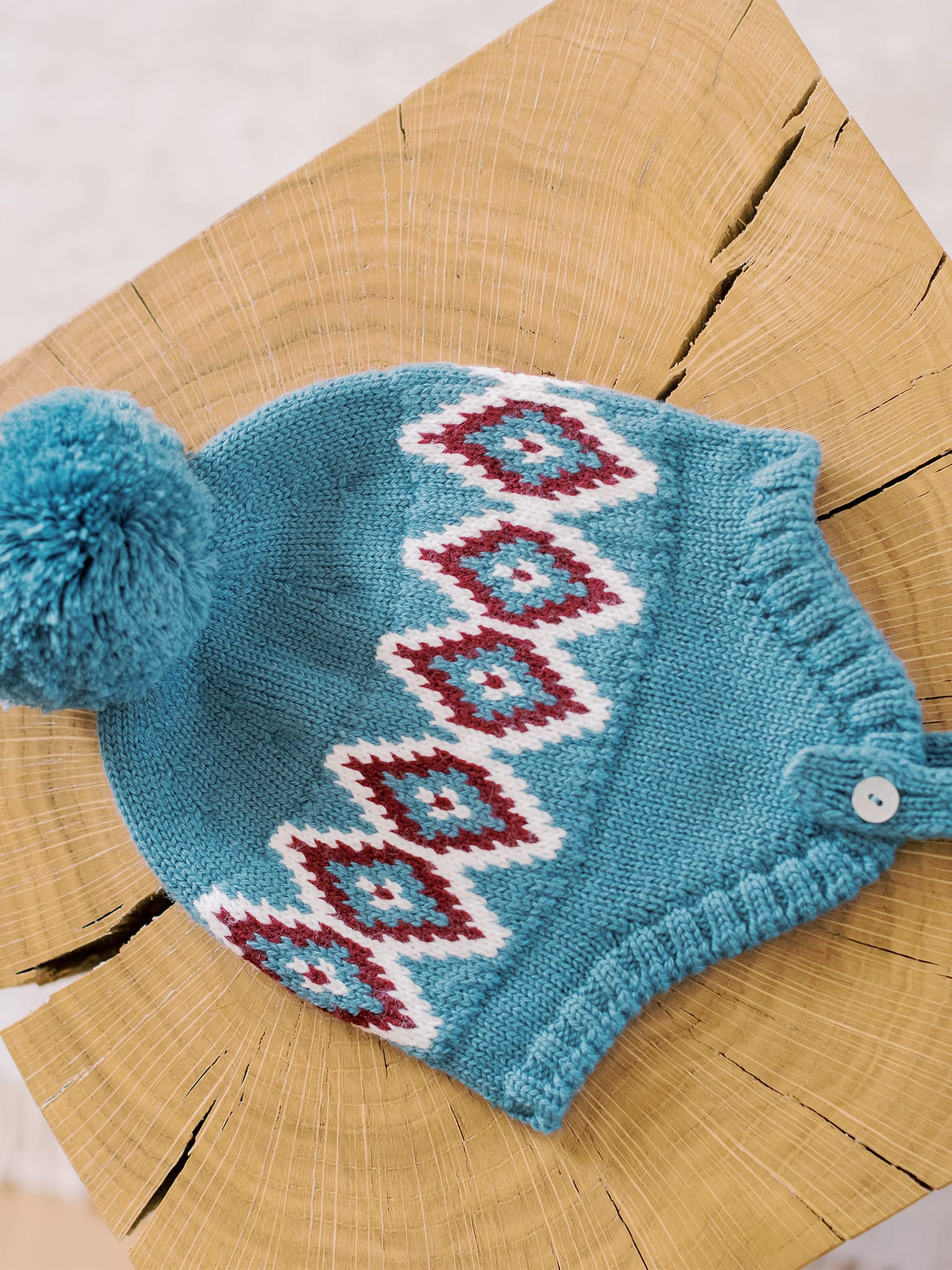 Blue Renta Fair Isle Merino Baby Bonnet