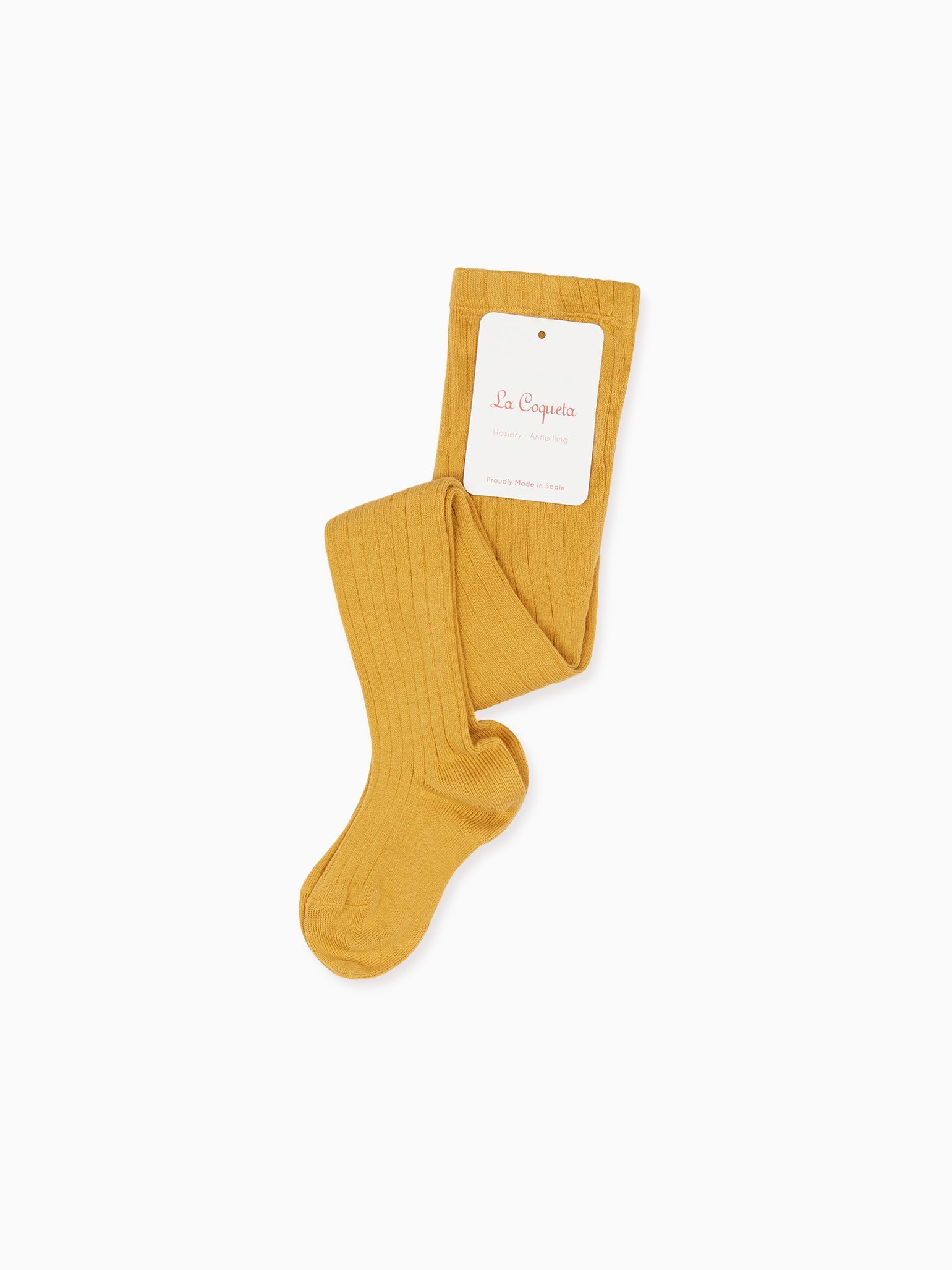 Mustard Ribbed Kids Tights