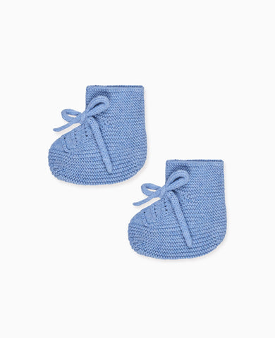 Blue Rimevera Cotton Baby Knitted Booties