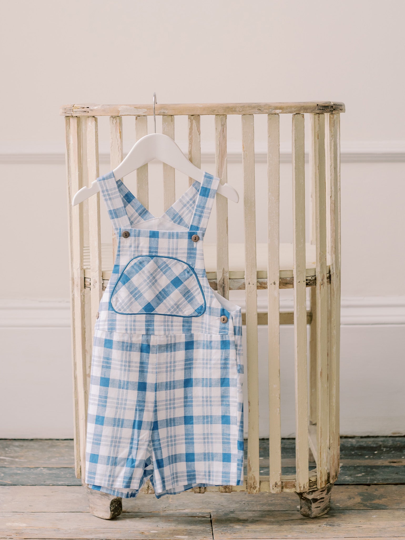 Blue Check Ringo Baby Dungarees