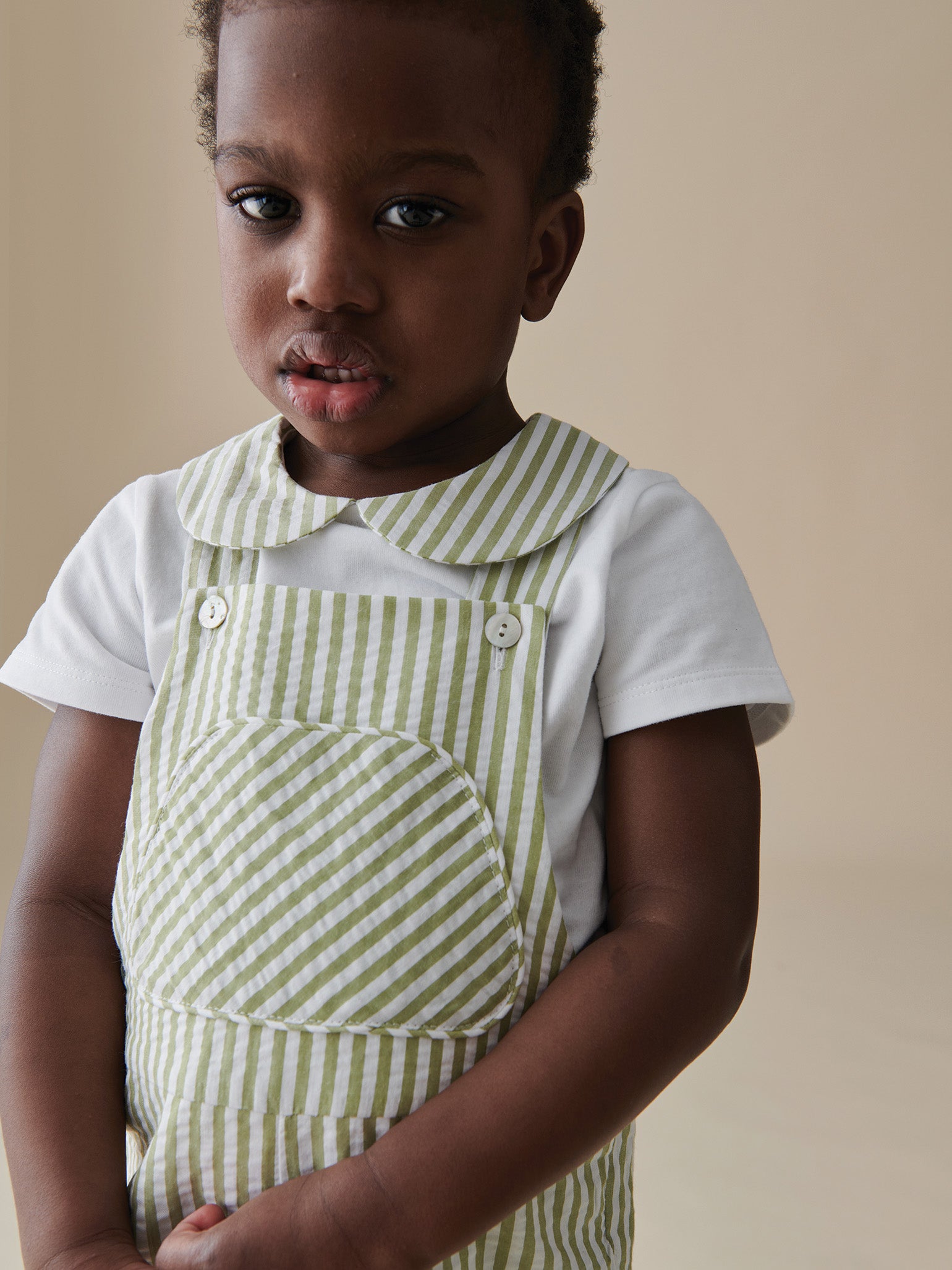 Green Stripe Ringo Baby Dungarees