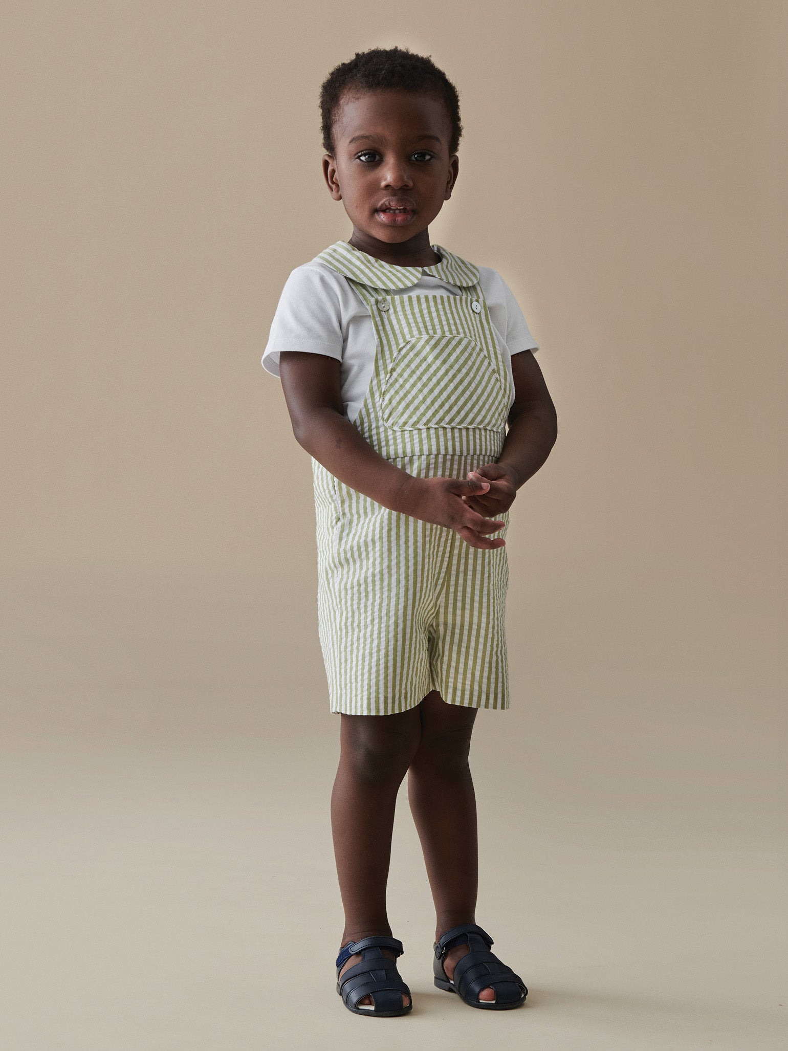 Green Stripe Ringo Baby Dungarees