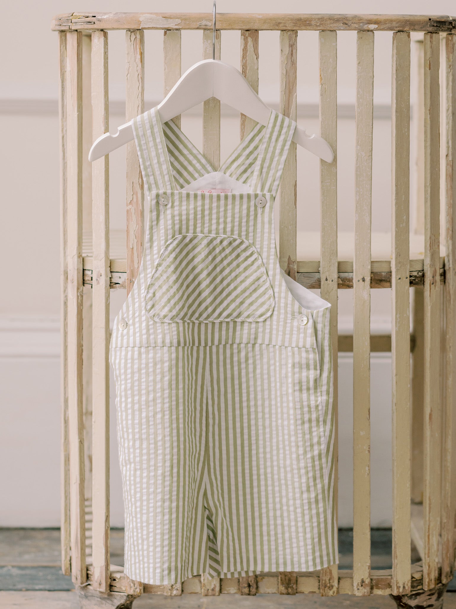 Green Stripe Ringo Baby Dungarees