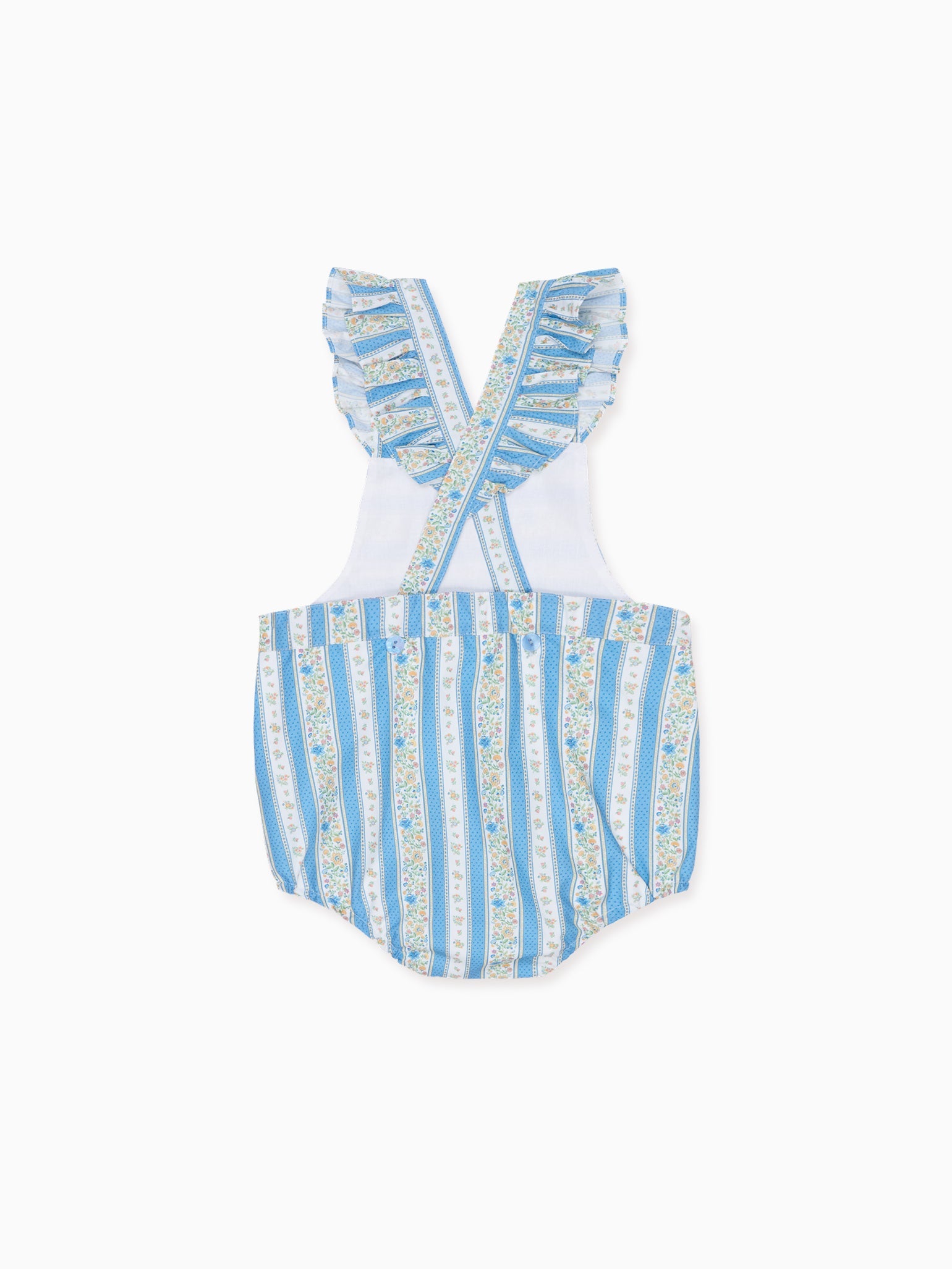 Blue Floral Stripe Rontina Baby Girl Romper Dungarees