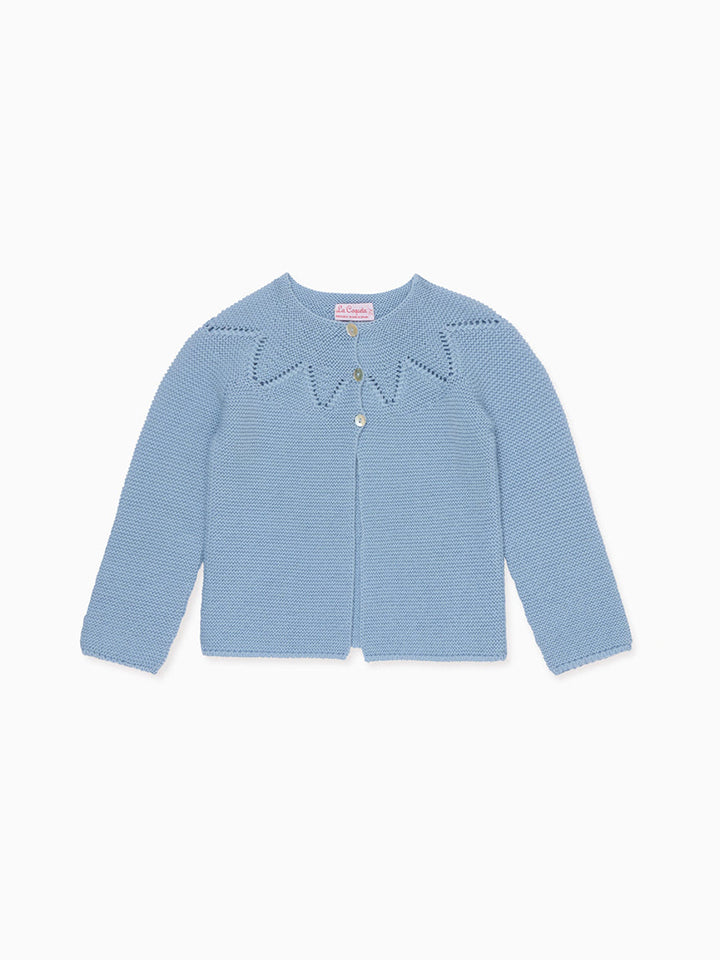 Dusty Blue Roseta Merino Baby Cardigan