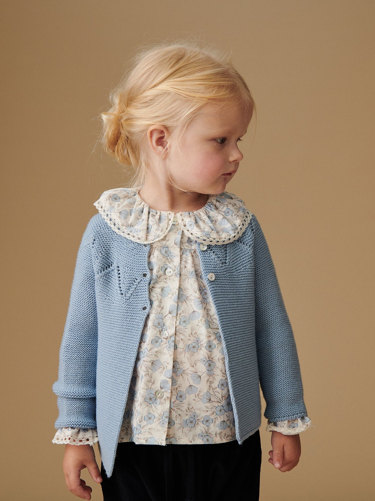 Dusty Blue Roseta Merino Baby Cardigan