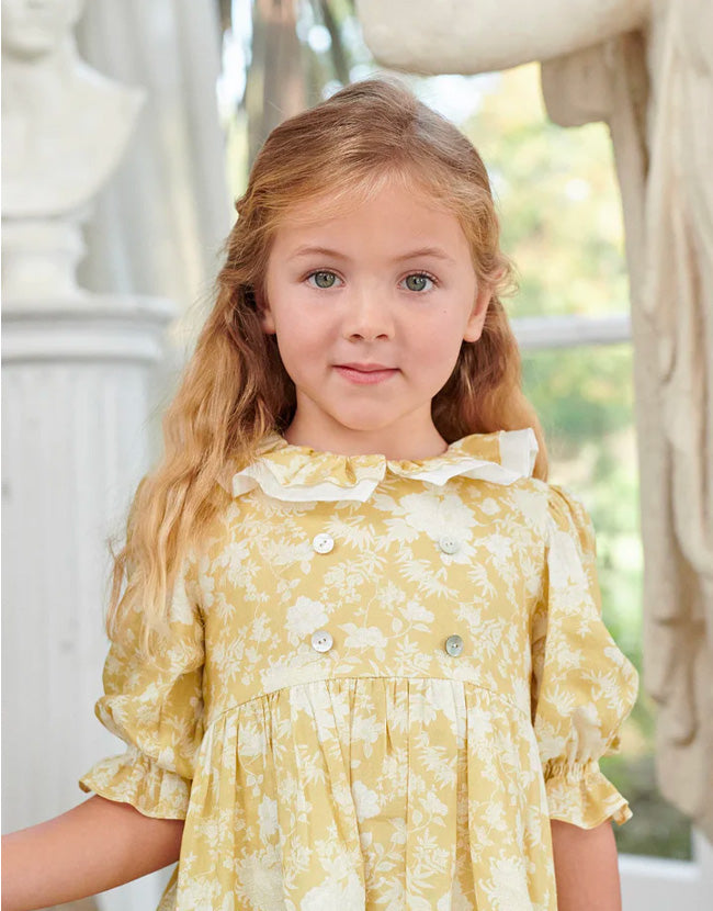 Girls mustard floral clearance dress