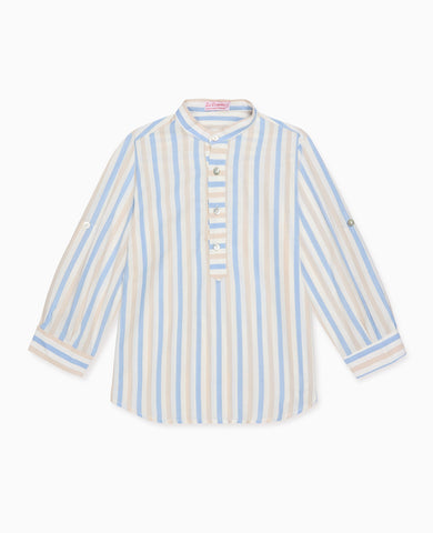 Sand Stripe Jazmin Cotton Long Sleeve Boy Shirt