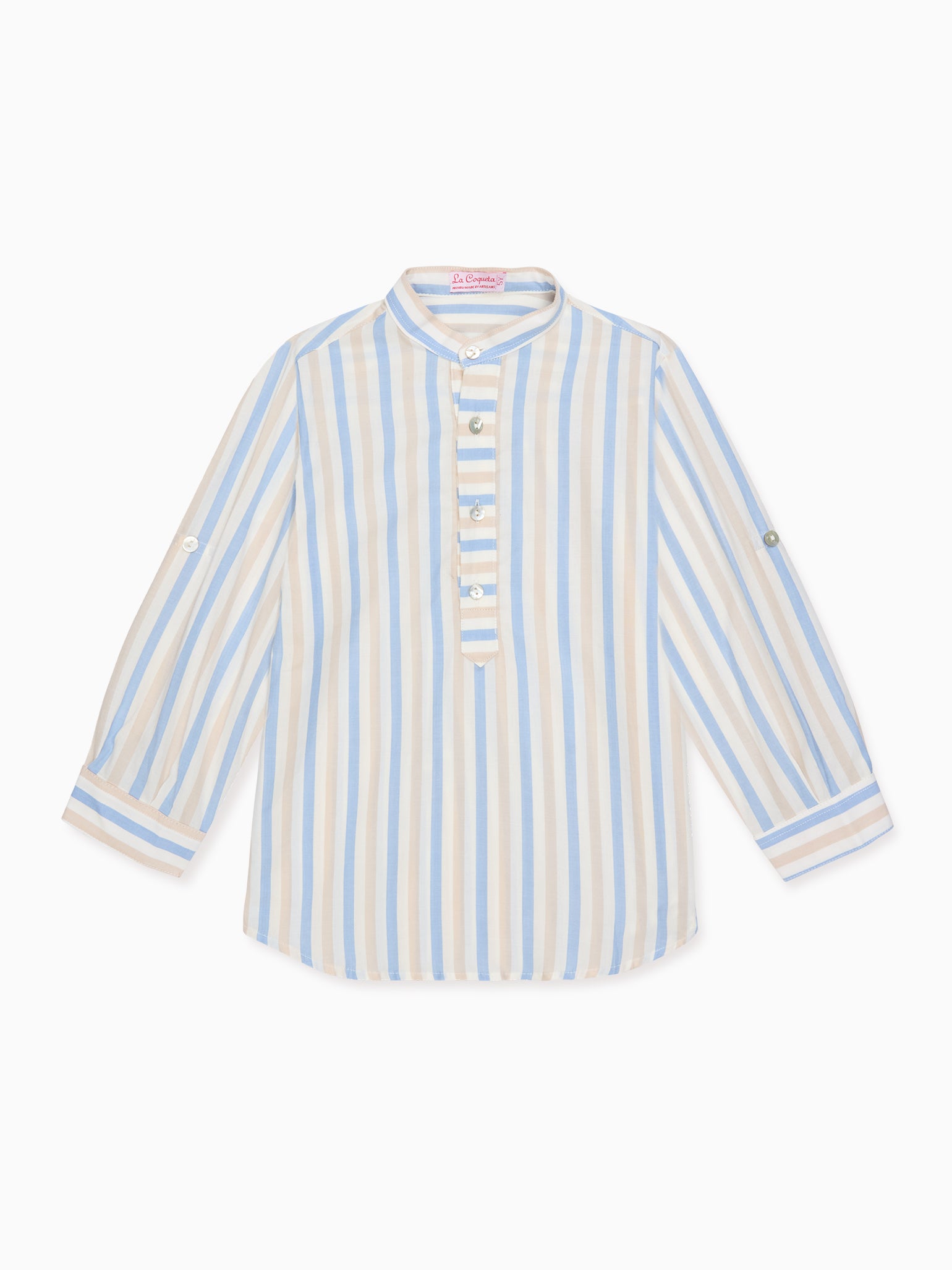 Sand Stripe Jazmin Cotton Long Sleeve Boy Shirt