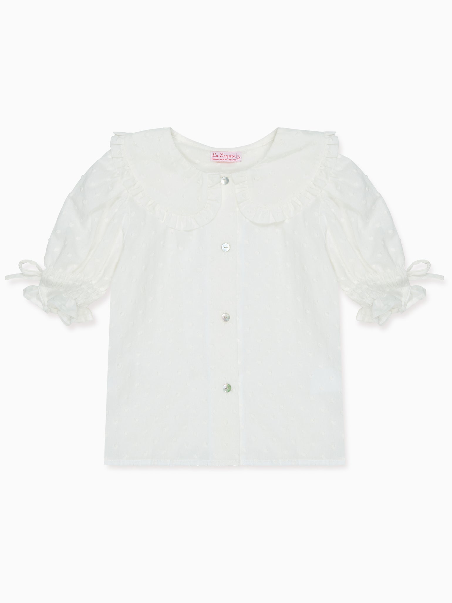 White Polka Dot Sarita Girl Shirt