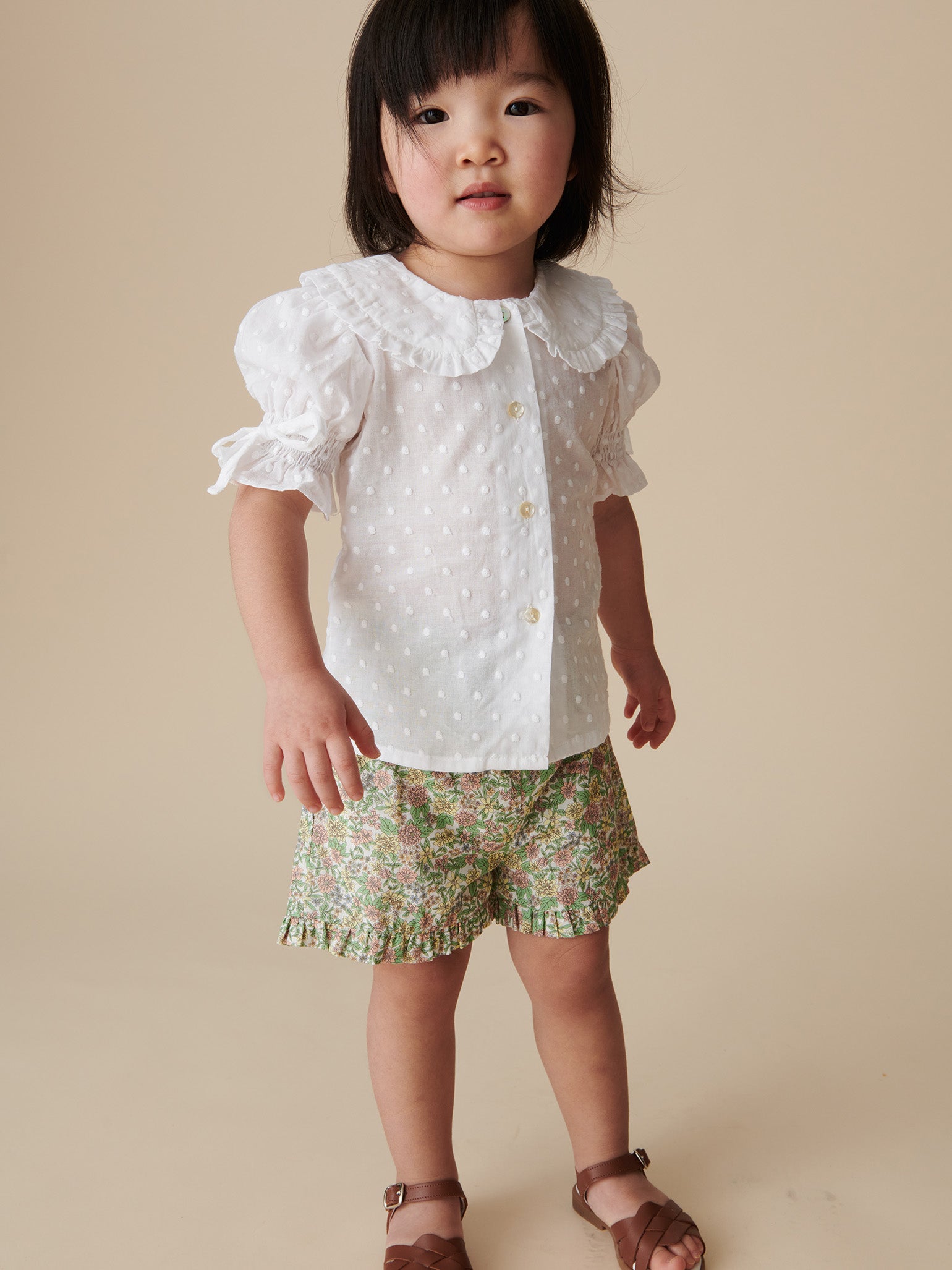 White Polka Dot Sarita Girl Shirt