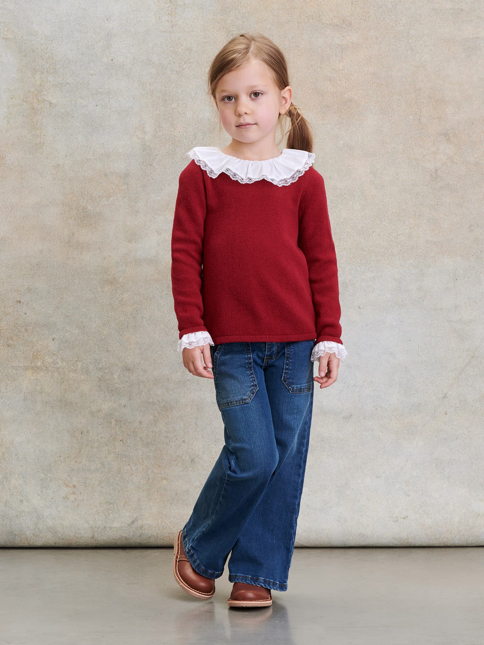 Burgundy Savannah Merino Girl Jumper