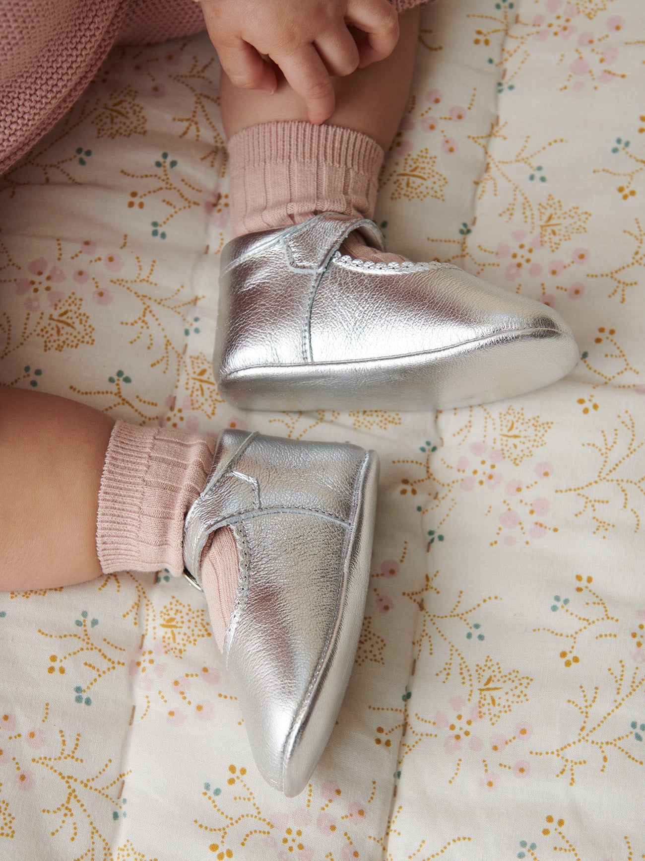 Silver Leather Baby Mary Jane Shoes