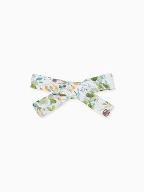 Green Floral Soft Ribbon Bow Girl Clip