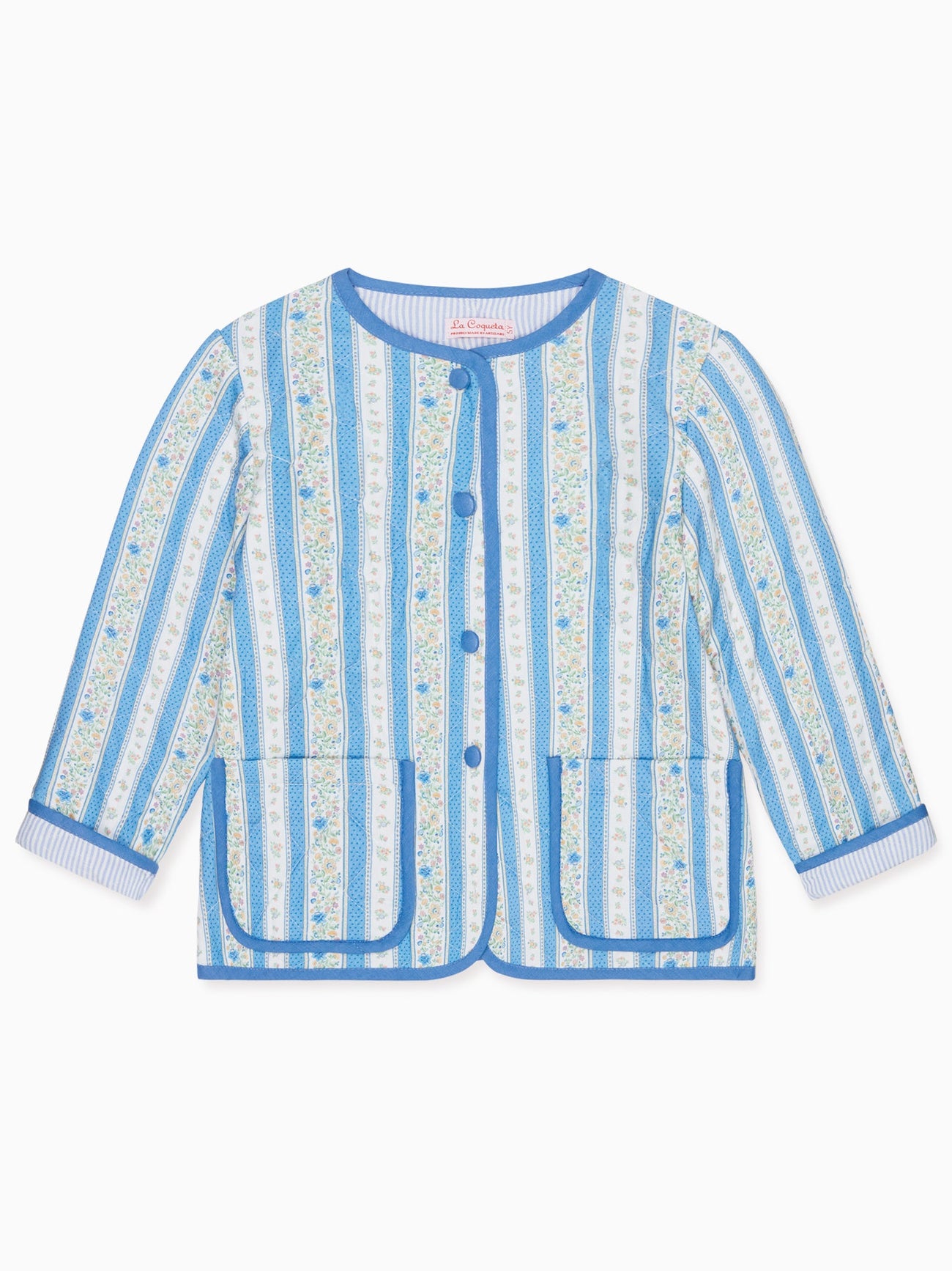 Blue Floral Stripe Susana Girl Jacket