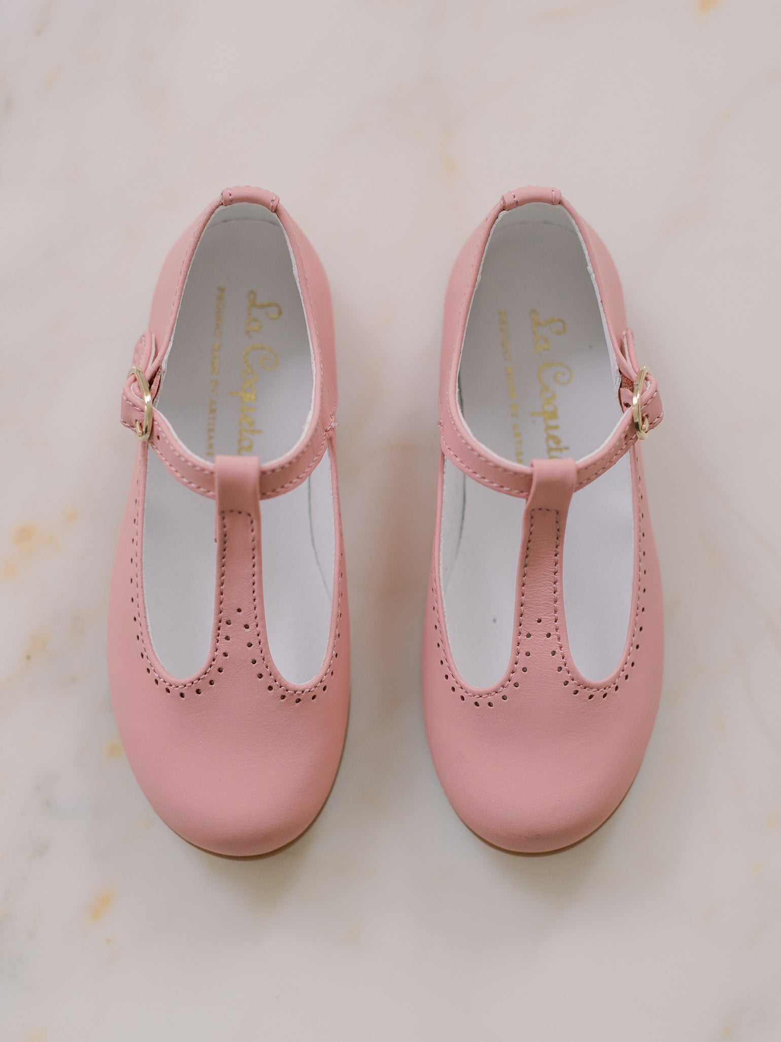 Pink Leather Girl T-Bar Shoes