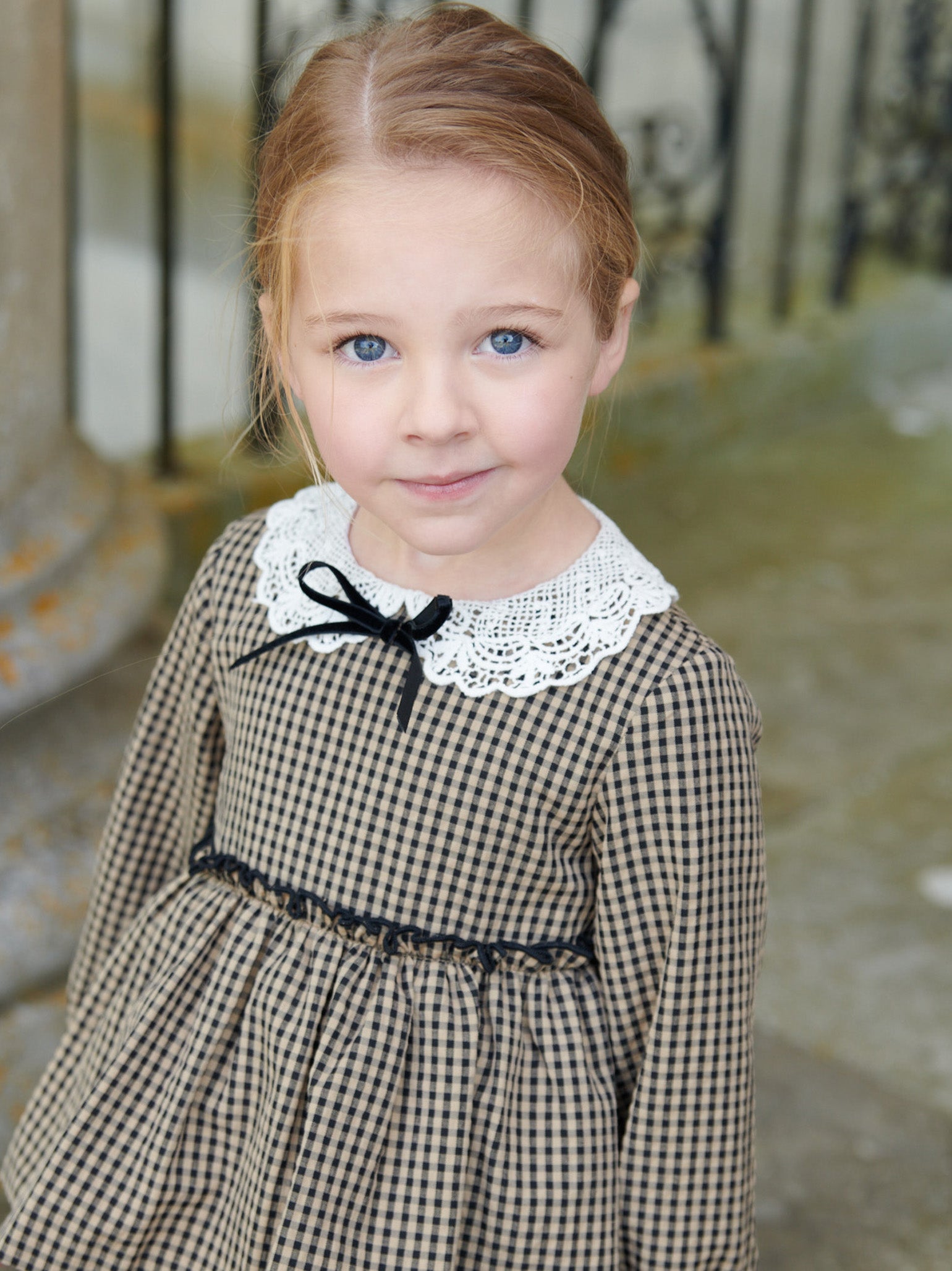 Taupe Gingham Gloria Girl Dress