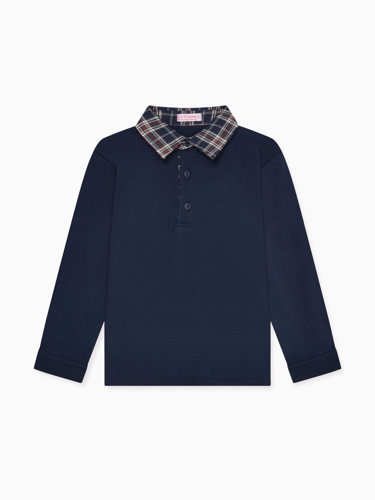 Navy Check Tijo Long Sleeve Boy Rugby Shirt