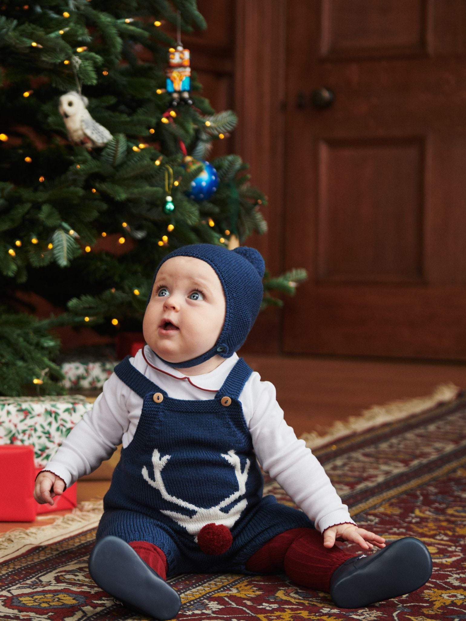 Dark Blue Reno Merino Baby Knitted Dungarees