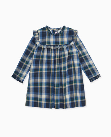 Blue Check Vela Girl A-Line Dress