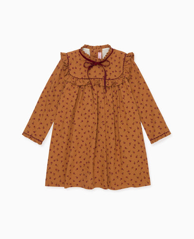 Caramel Floral Vela Girl Empire Dress