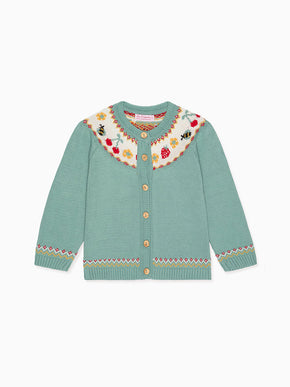 Sage Green Verano Cotton Baby Girl Cardigan