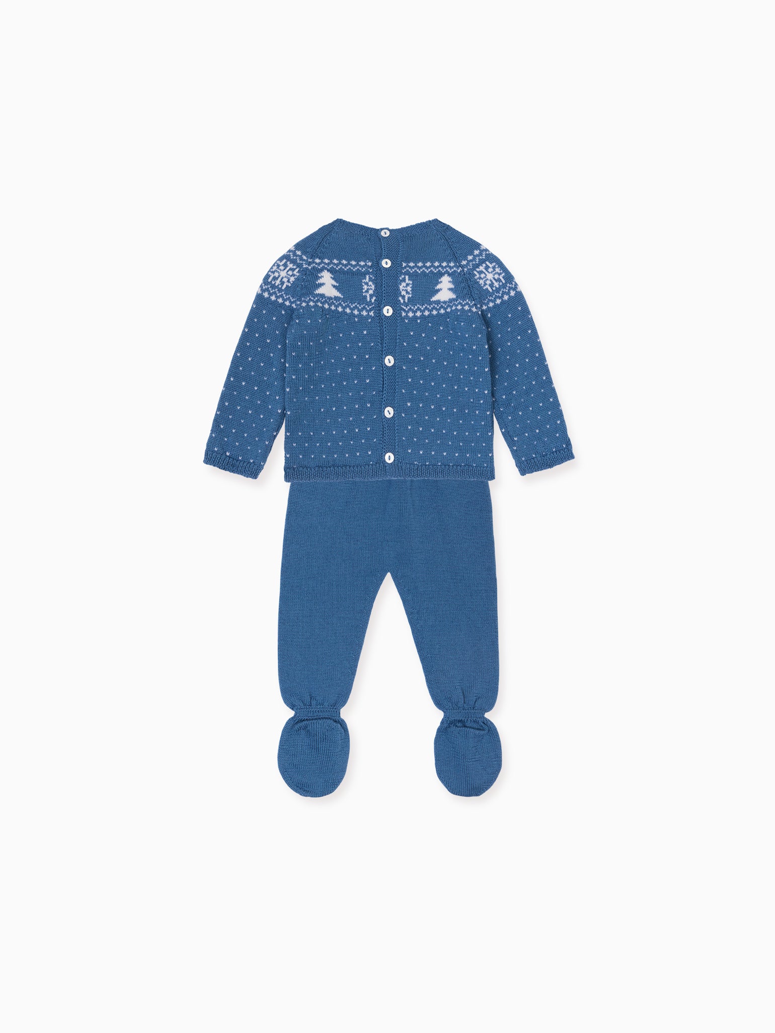 Petrol Blue Vincente Merino Christmas Baby Knitted Set