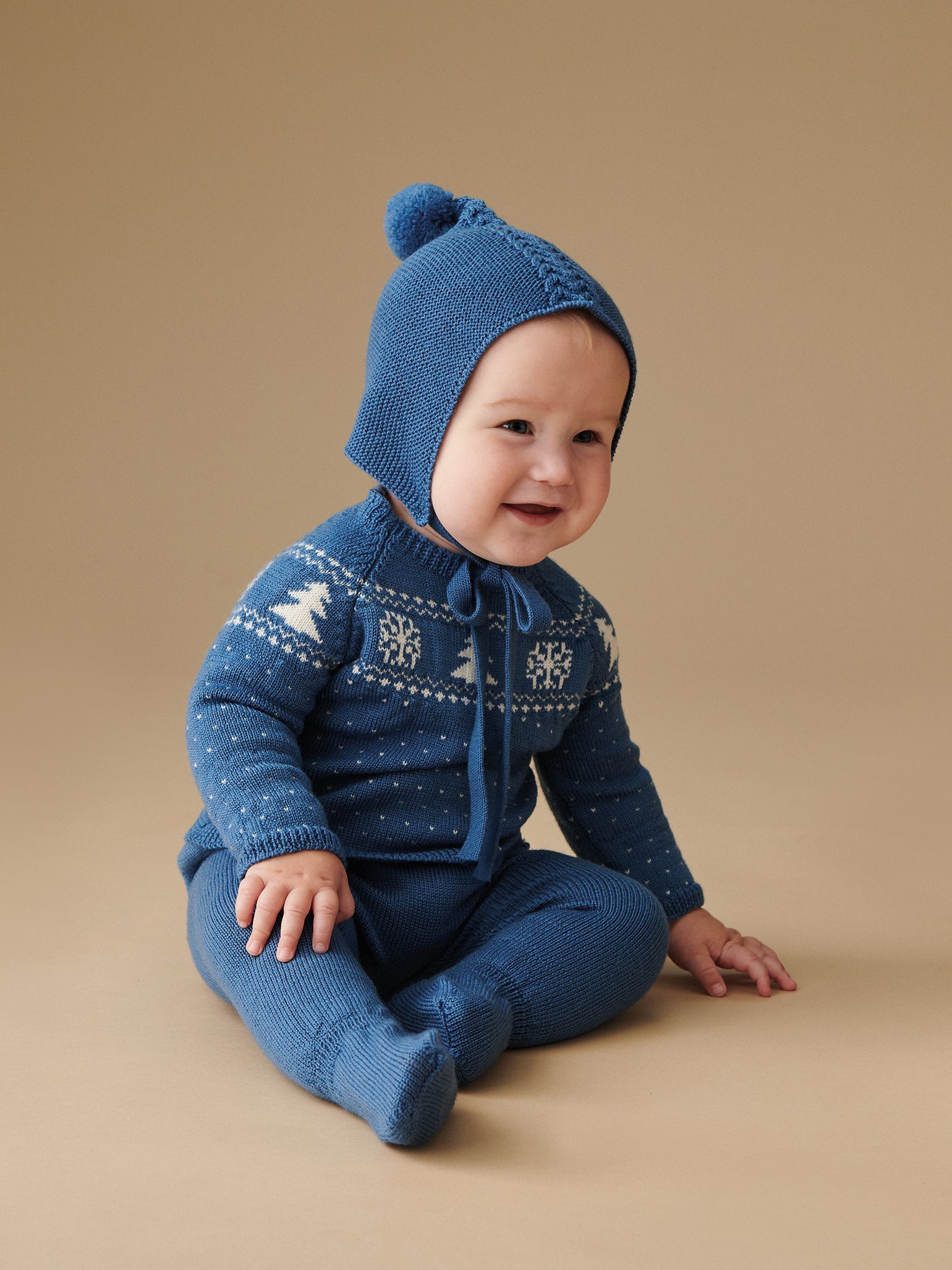 Petrol Blue Elfo Merino Baby Knitted Bonnet