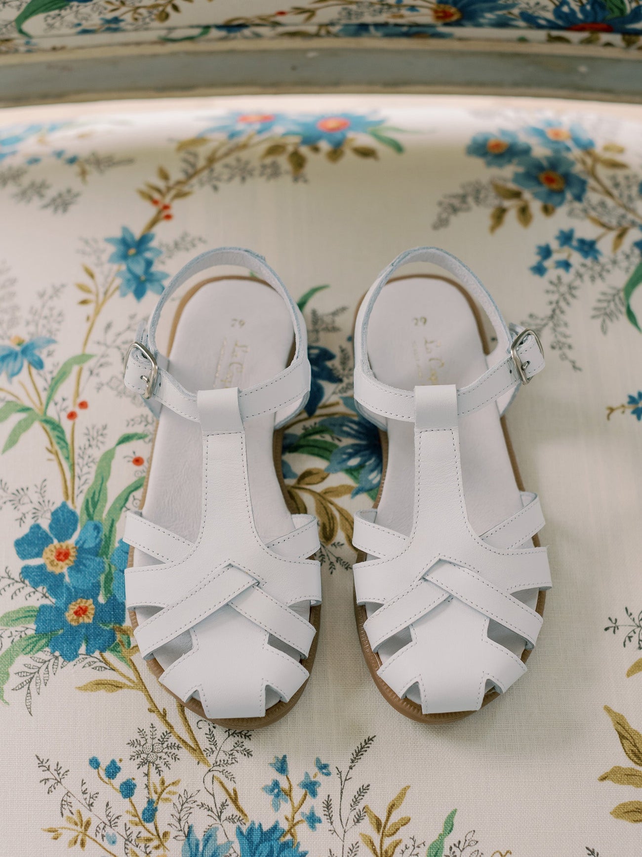 White Sofia Leather Girl Sandals