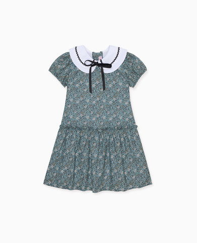 Blue Floral Xana Girl Drop Waist Dress