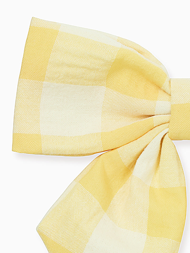 Yellow Gingham Girl Large Bow Clip