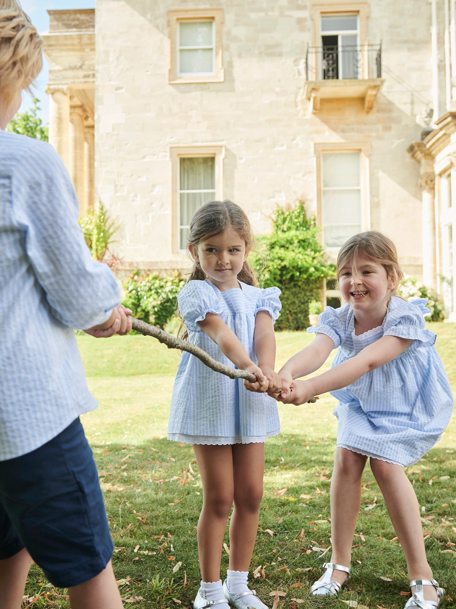 Blue Stripe Zoe Girl Empire Dress