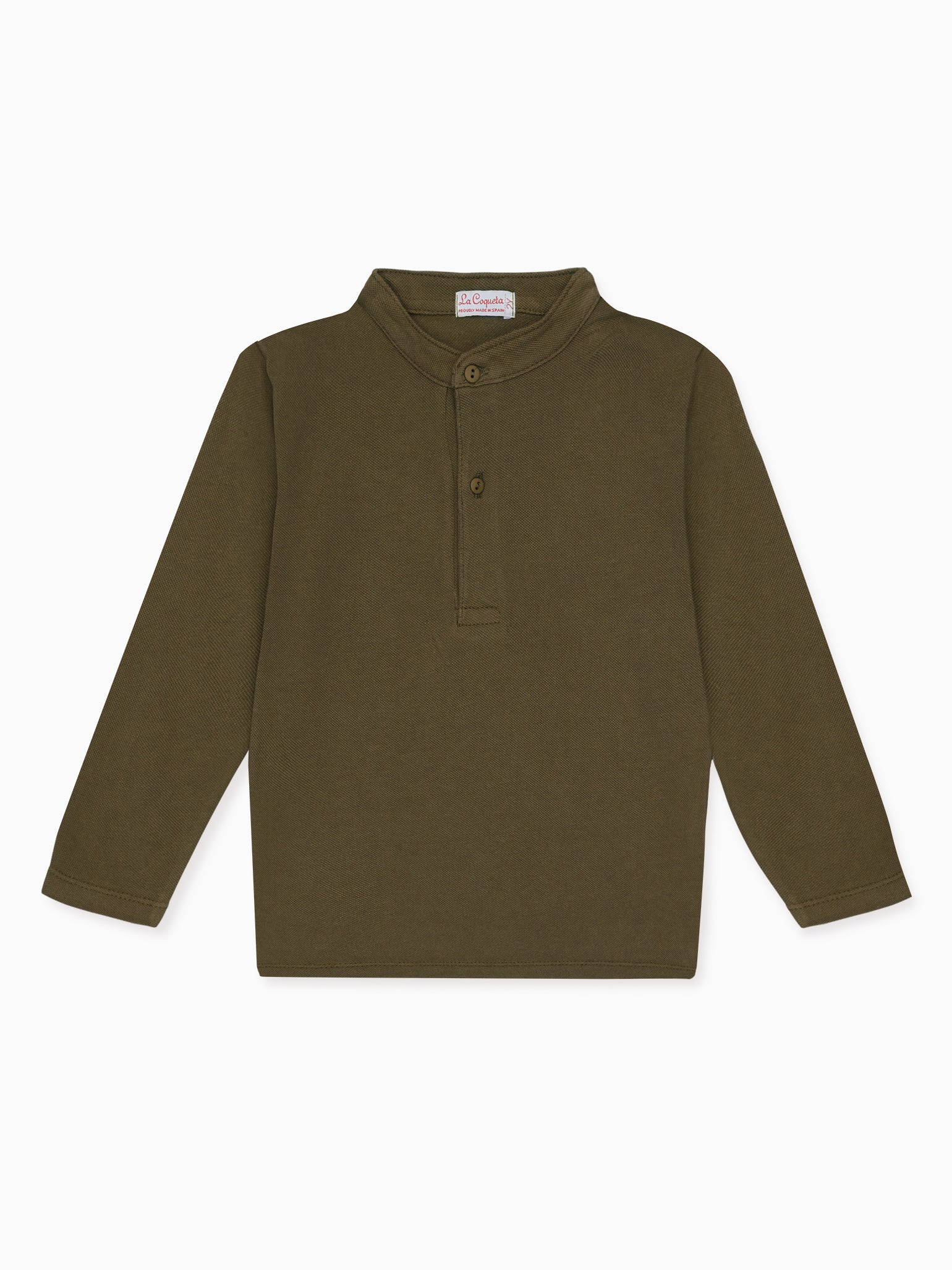 Dark Green Alcomo Long Sleeve Boy Polo Shirt