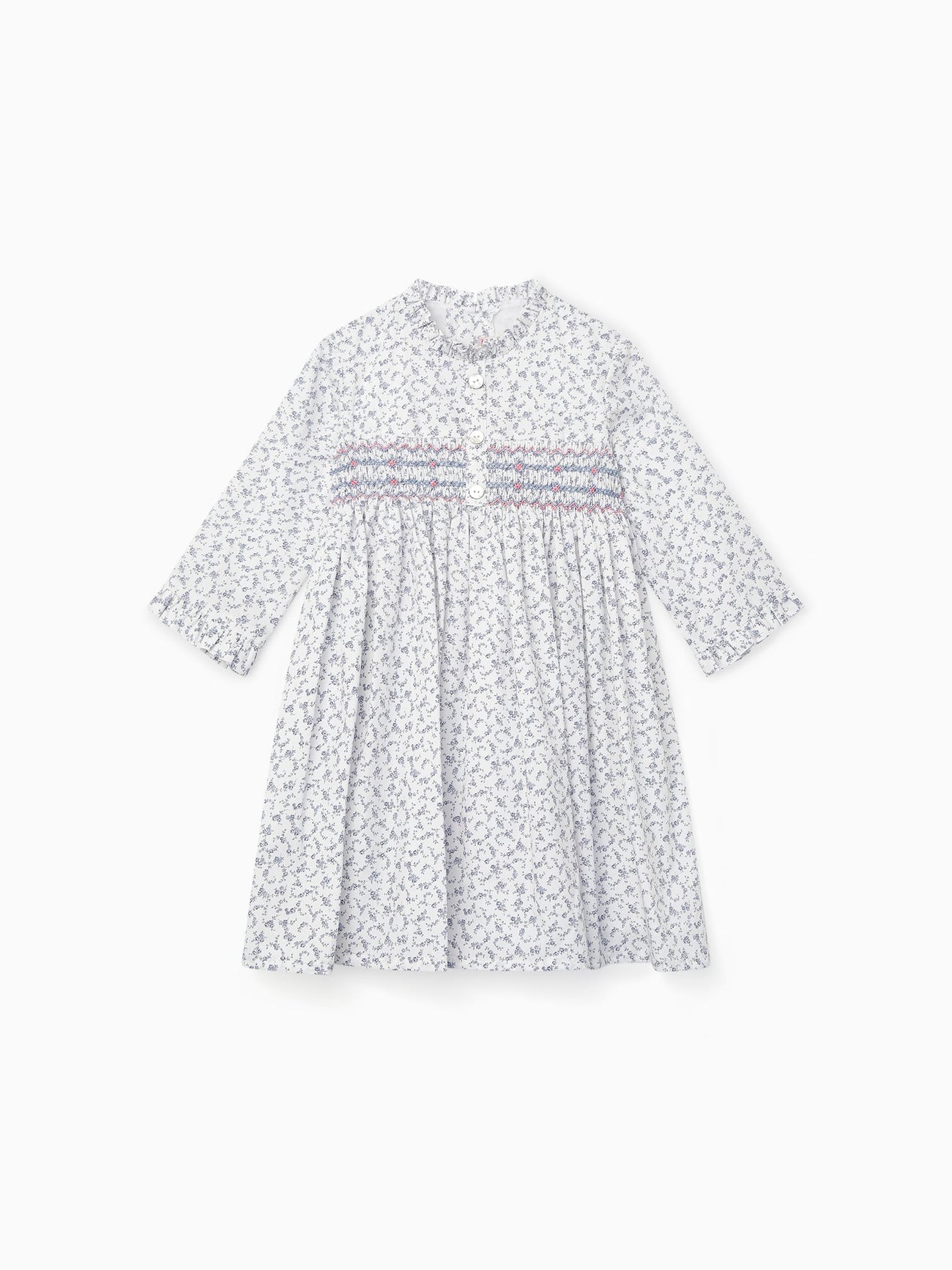 Blue Floral Azulina Girl Smock Dress