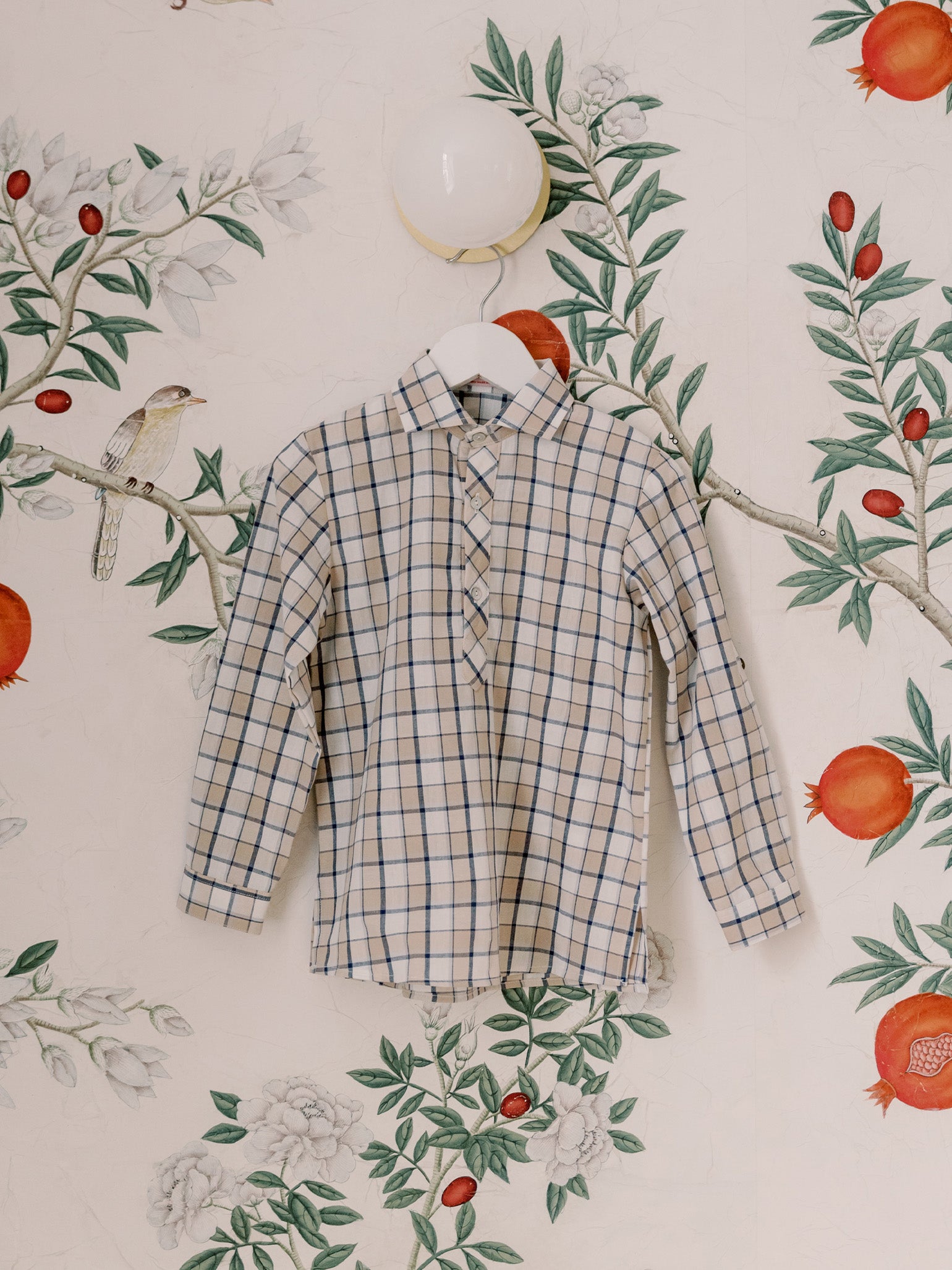 Beige Check Miguel Boy Shirt