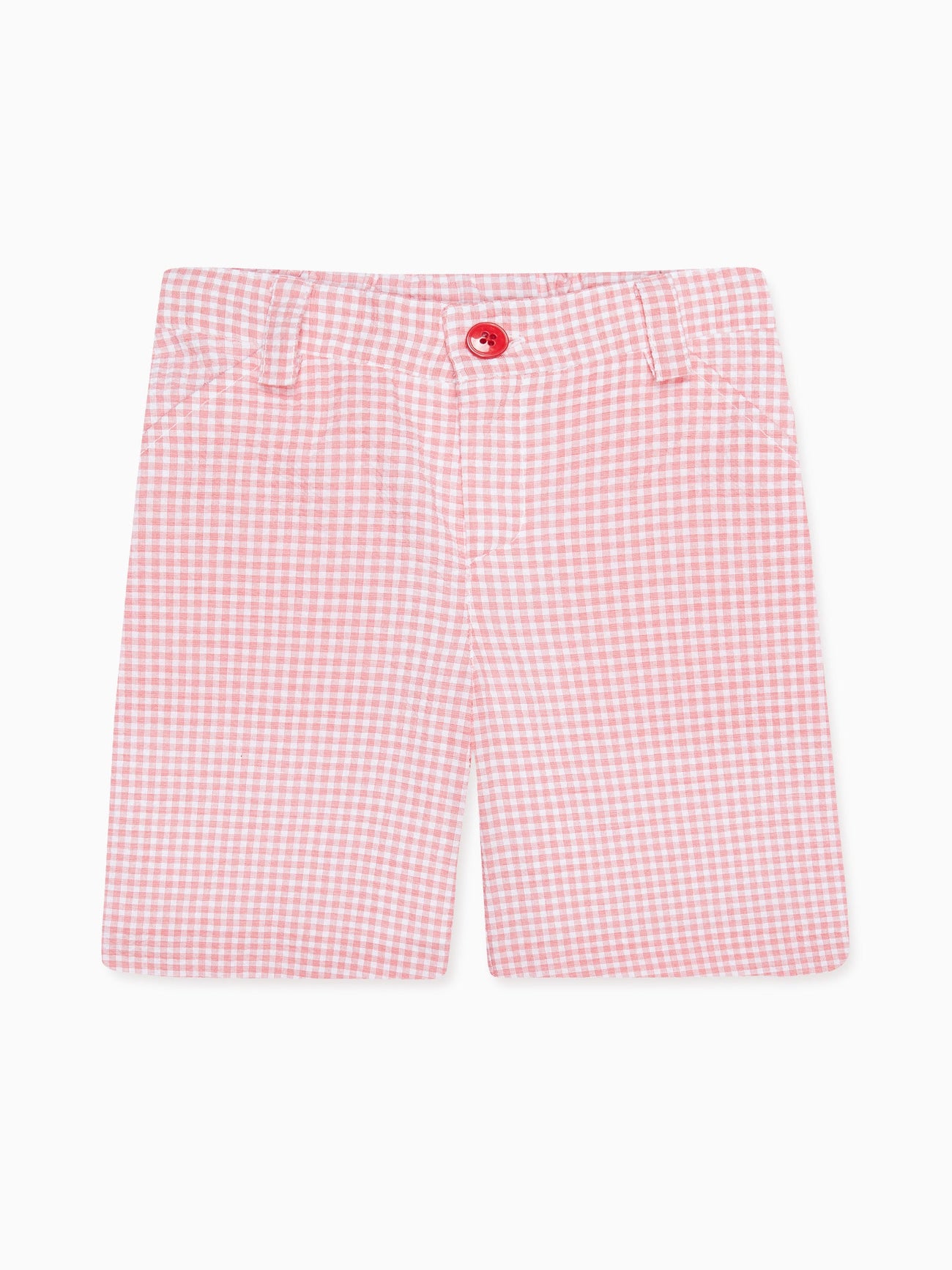 Red Gingham Bocusi Boy Bermuda Shorts