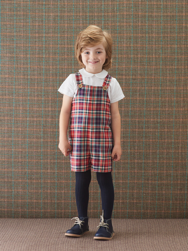 Blue Tartan Buganvilla Baby Dungarees