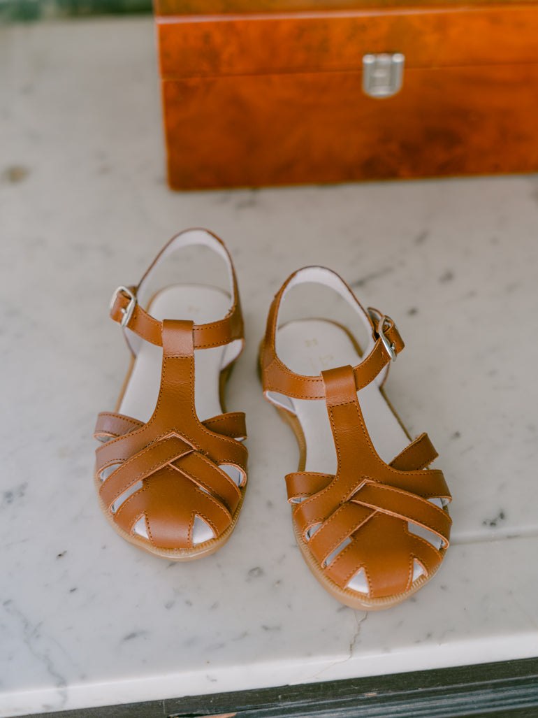 Girls tan leather store sandals