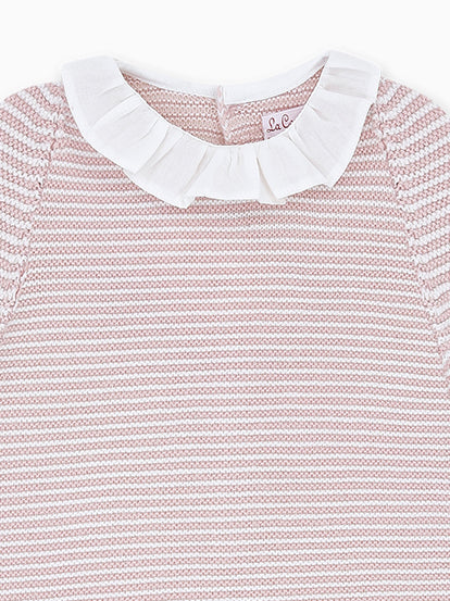 Pink Stripe Marla Merino Baby Playsuit