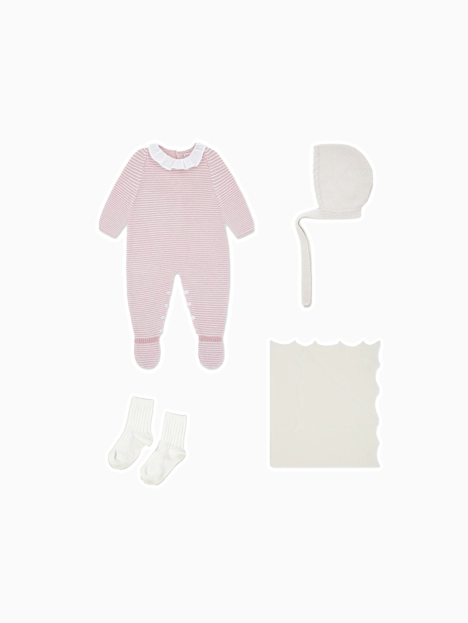 Pink Stripe Marla Merino Baby Playsuit