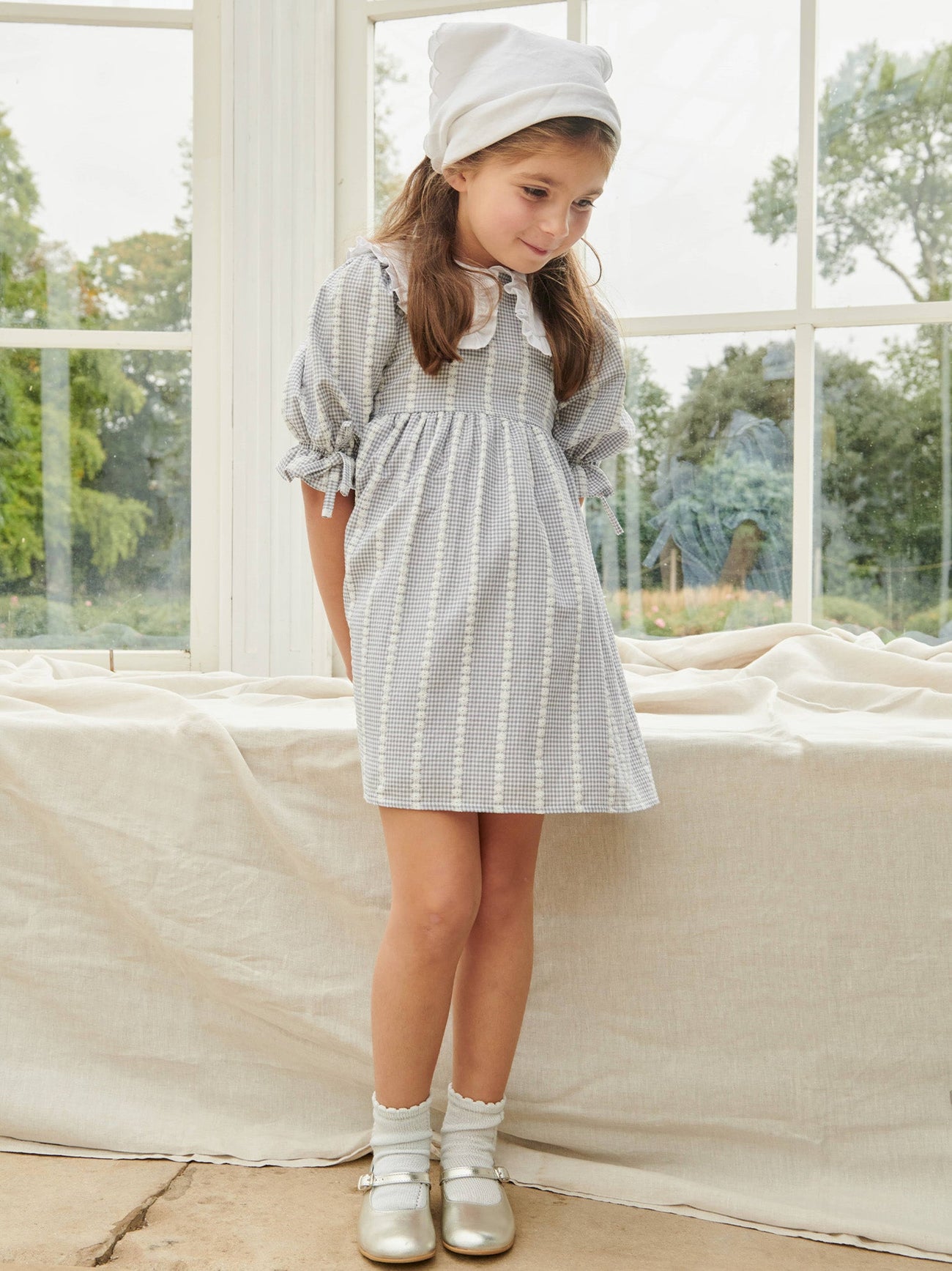 Grey Gingham Mary Girl Dress